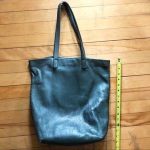 Baggu forest green leather tote
